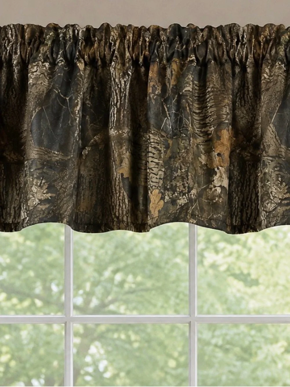 Camouflage-Pattern Valance in Brown and Black - Home Accents